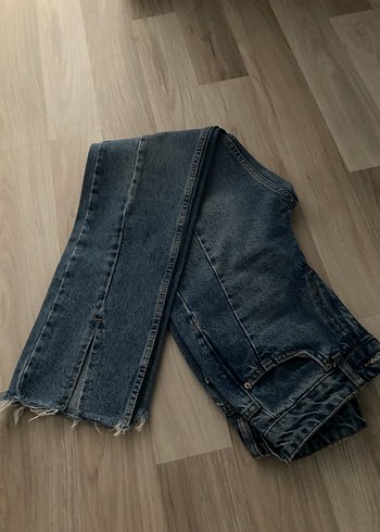 Yırtmaçlı Midi Boy Kadın Kot Pantolon - Görsel 3