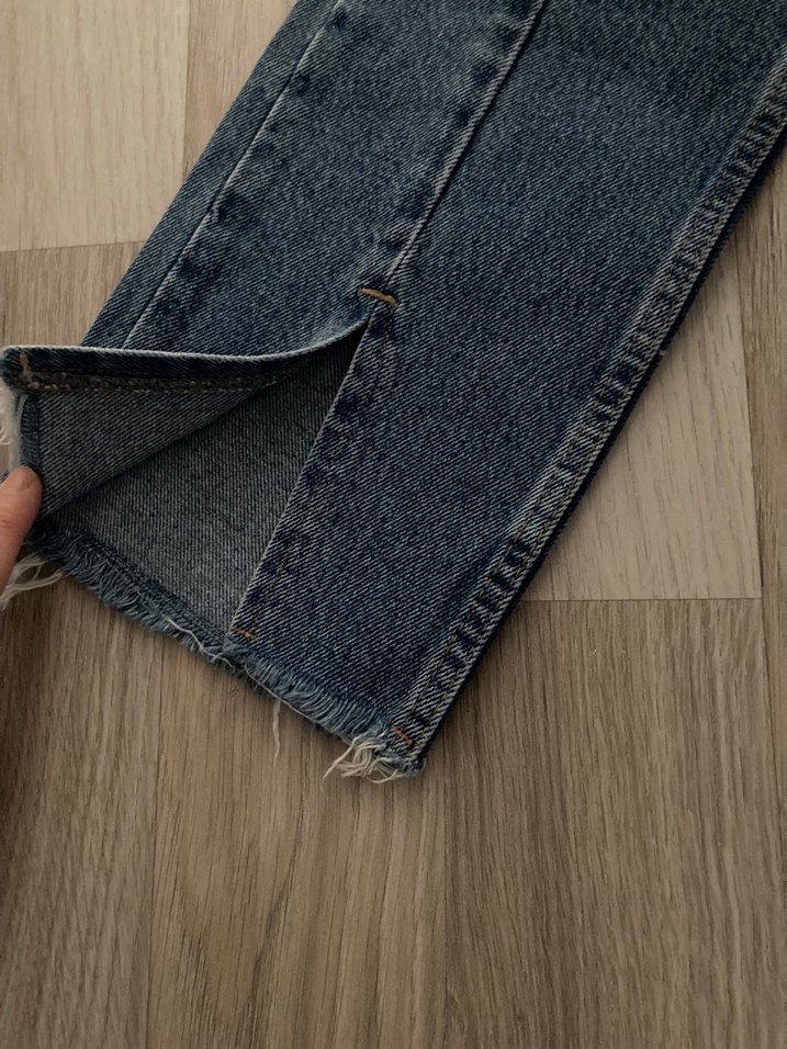 Yırtmaçlı Midi Boy Kadın Kot Pantolon - Görsel 2