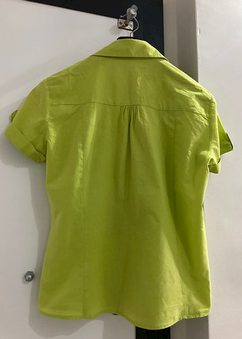Yeşil Kısa Kollu Keten Gömlek - Görsel 2