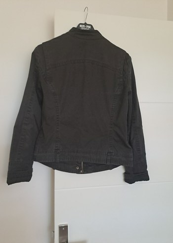 l Beden Siyah Kemerli Kadın Denim Ceket