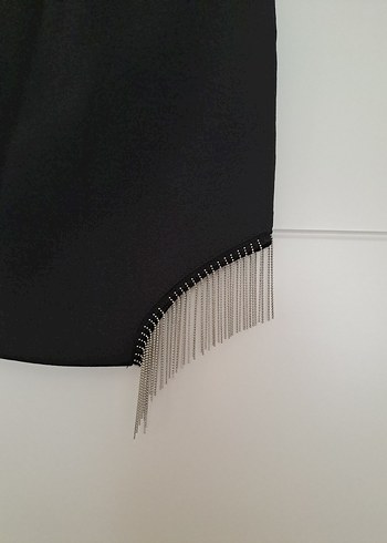 Diğer Siyah Mini Etek Yırtmaç Detaylı