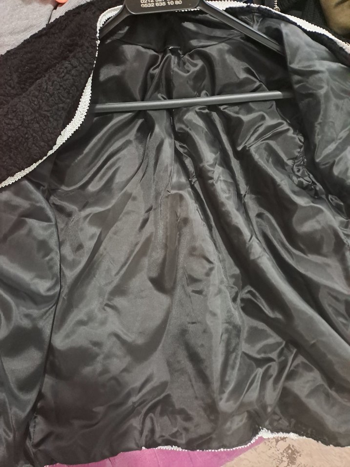 Düğmeli Siyah Kadın Mini Ceket kalıp genis - Görsel 5