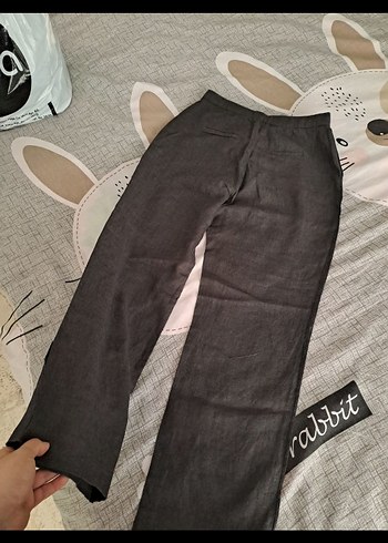 Düğmeli Keten Kadın Pantolon - Görsel 4