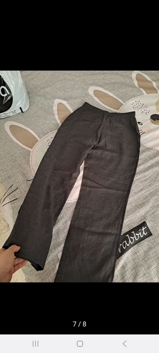 Düğmeli Keten Kadın Pantolon - Görsel 4