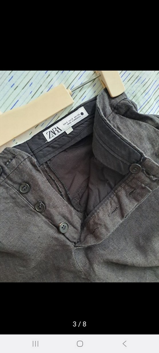 Düğmeli Keten Kadın Pantolon - Görsel 2