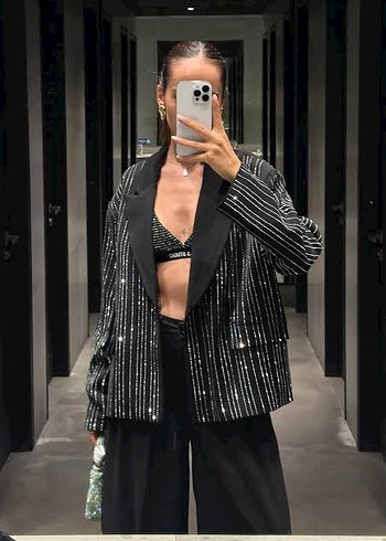 Zara Tasli Oversize Blazer Ceket