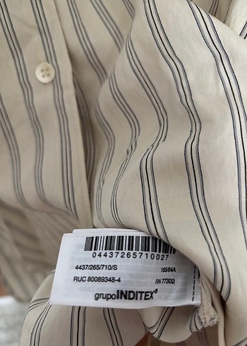 Zara Zara Bej Çizgili Düğmeli Kadın Gömlek