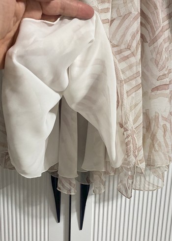 Bej Desenli Salaş Midi Elbise - Görsel 3