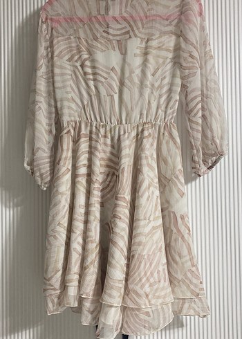 Bej Desenli Salaş Midi Elbise - Görsel 4