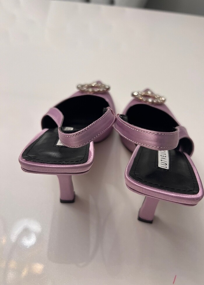 Lila Saten Taşlı Ayakkabı - Görsel 3