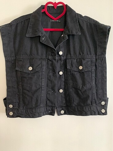 Jean crop yelek