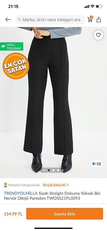38 Beden siyah Renk Milla en çok satan pantolon
