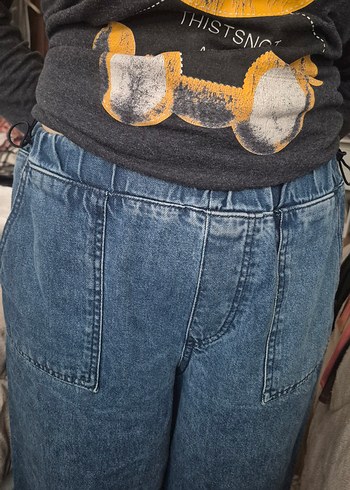 Gevşek Kesim Mavi Kadın Kot Pantolon - Görsel 3