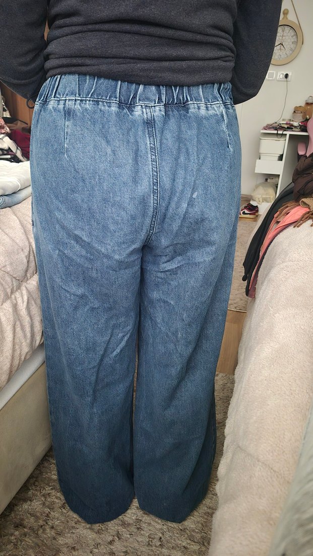 Gevşek Kesim Mavi Kadın Kot Pantolon - Görsel 4