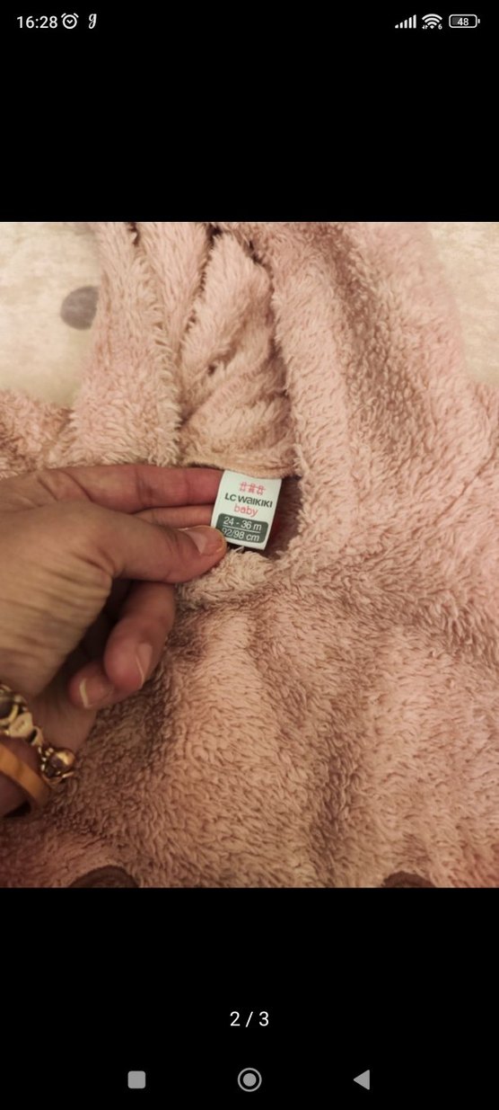 Kız Çocuk Pembe Kapüşonlu Peluş Sweatshirt - Görsel 2