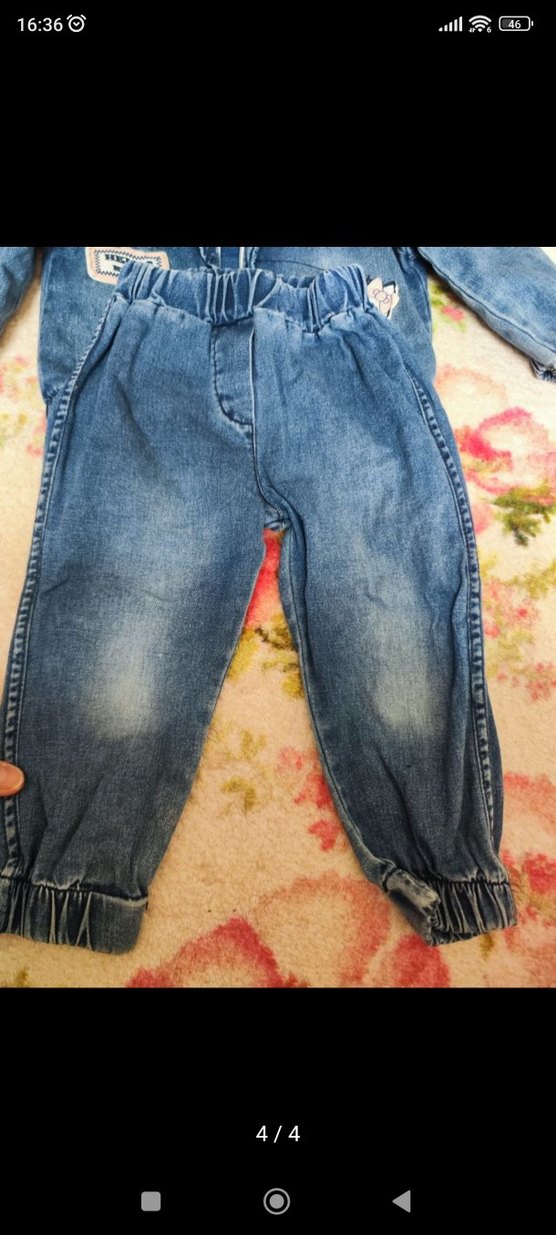 Düğmeli Bebek Kız Kot Takım Mavi - Görsel 3