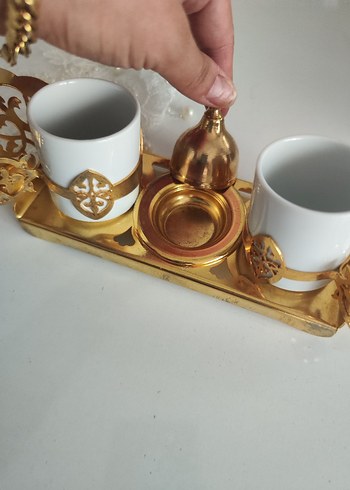 Altın Renkli İkili Kahve Fincanı Seti - Görsel 2