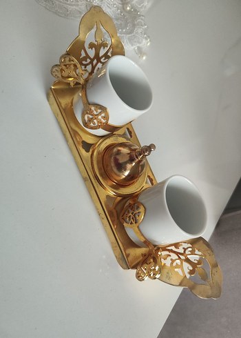 Altın Renkli İkili Kahve Fincanı Seti - Görsel 5