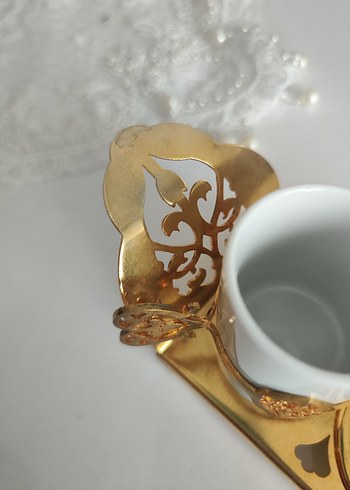 Altın Renkli İkili Kahve Fincanı Seti - Görsel 4