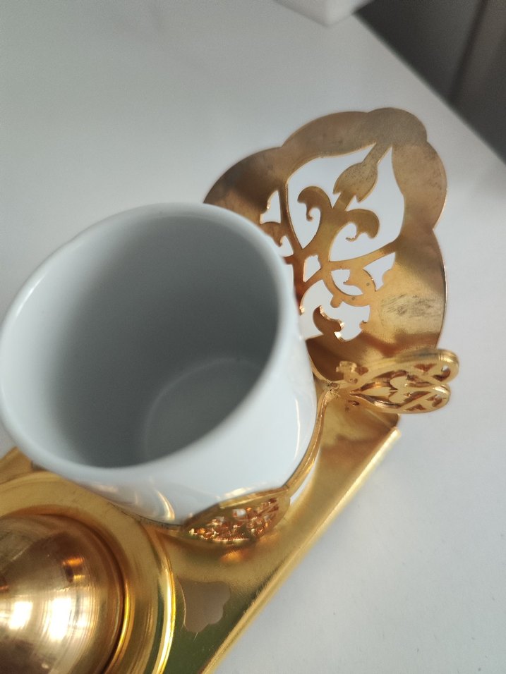 Altın Renkli İkili Kahve Fincanı Seti - Görsel 3