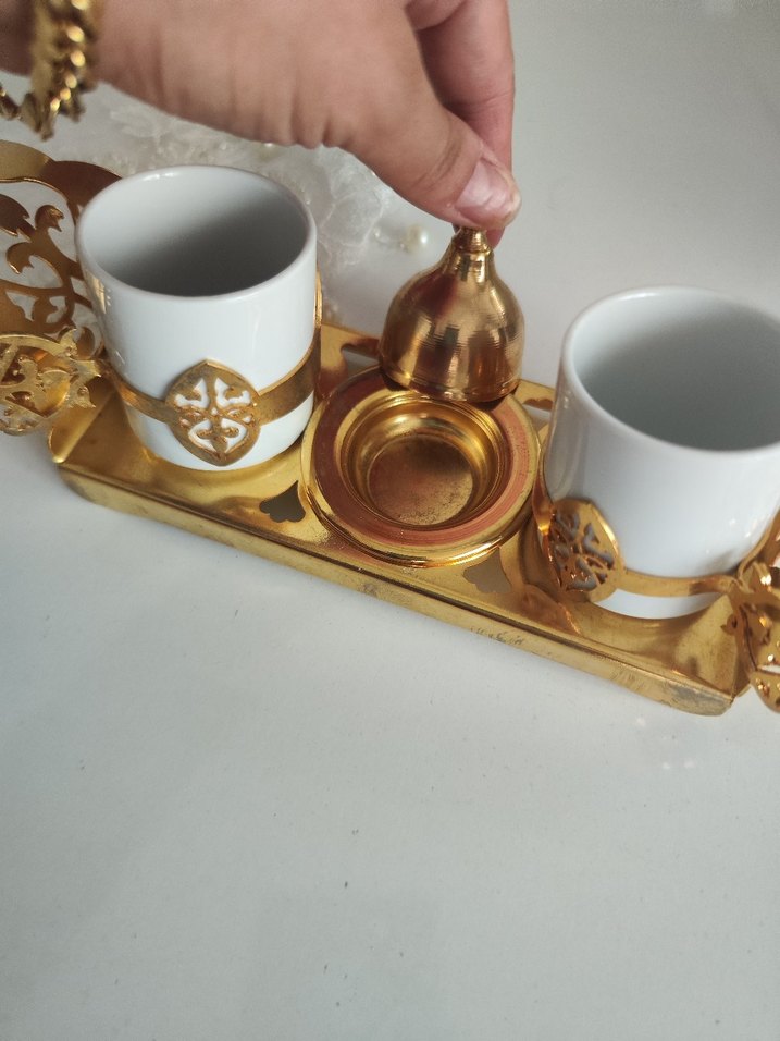 Altın Renkli İkili Kahve Fincanı Seti - Görsel 2