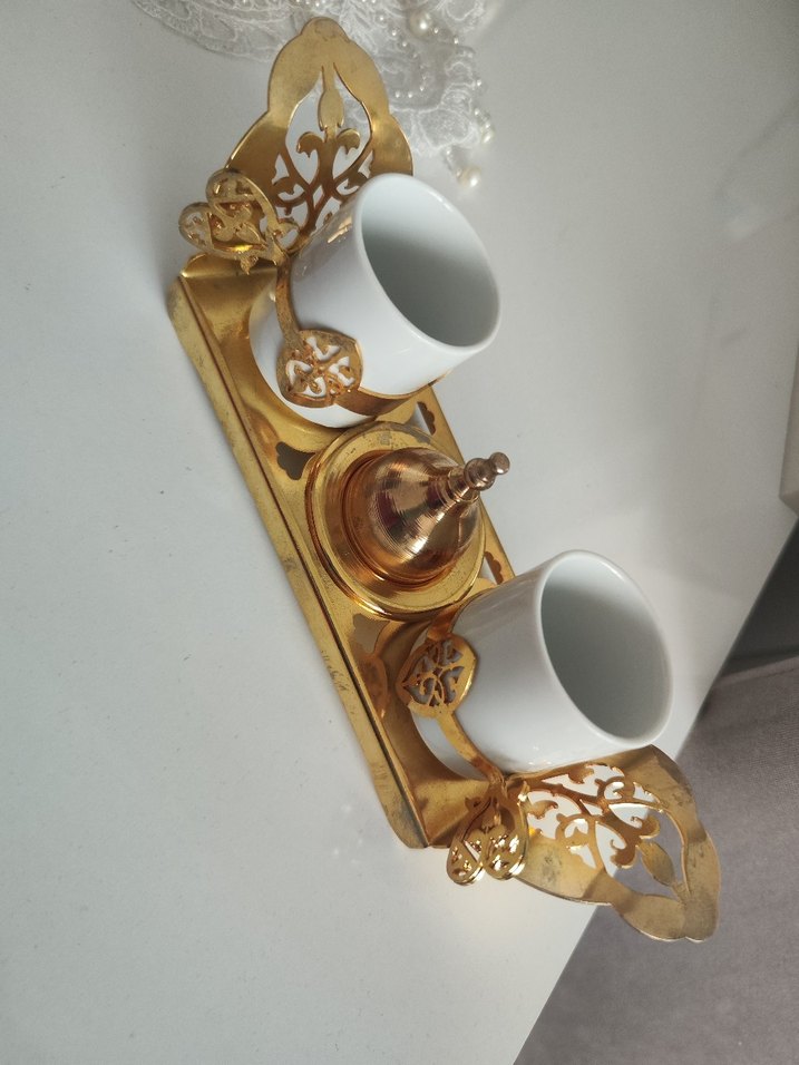 Altın Renkli İkili Kahve Fincanı Seti - Görsel 5