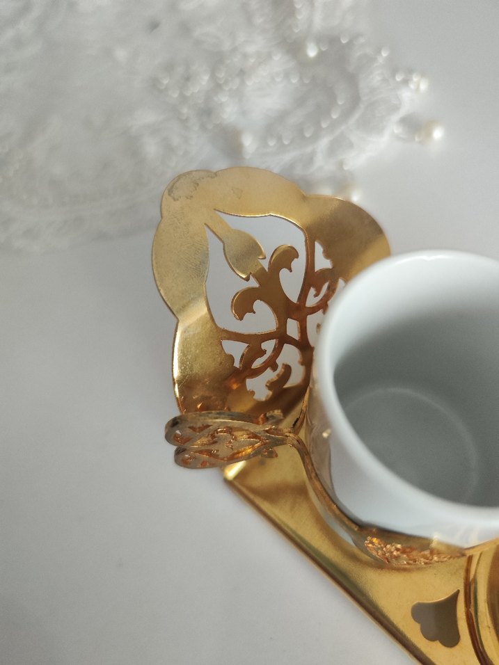 Altın Renkli İkili Kahve Fincanı Seti - Görsel 4