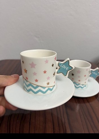 Yıldızlı Pastel Renkli 2'li Kahve Fincanı Seti - Görsel 2