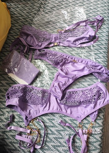 İşlemeli Mor Mini Bohem Sütyen - Görsel 3