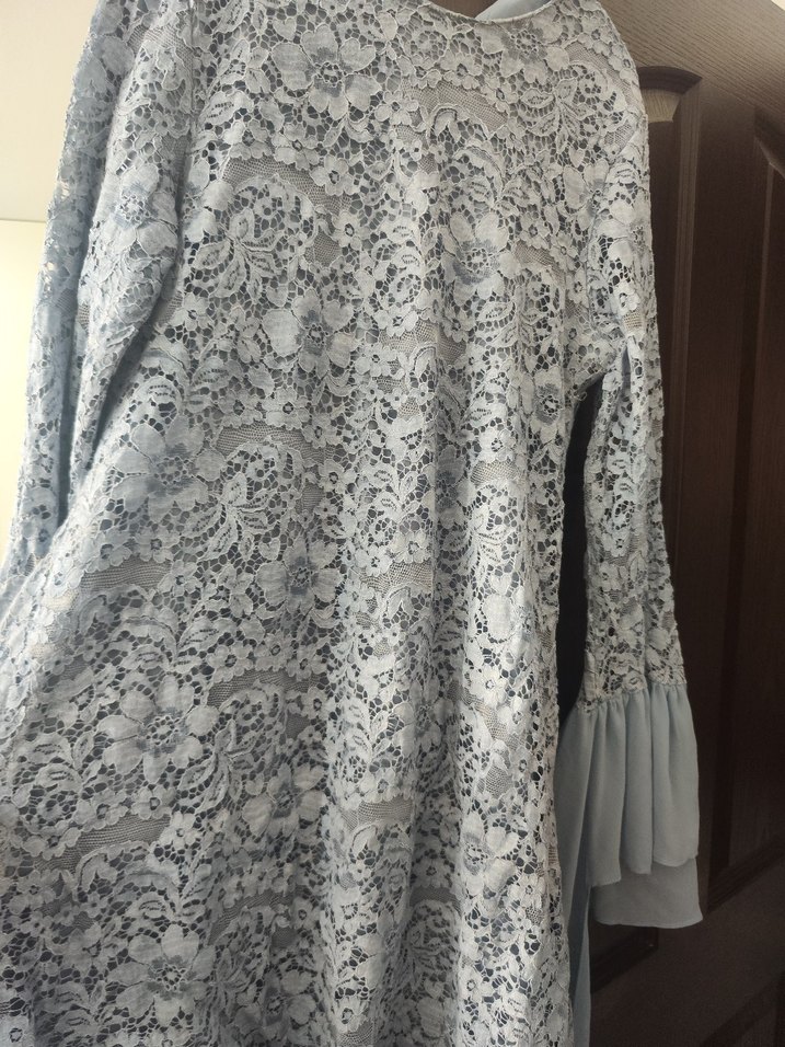 Uzun Kollu Gri Dantel ikili takım - Görsel 2