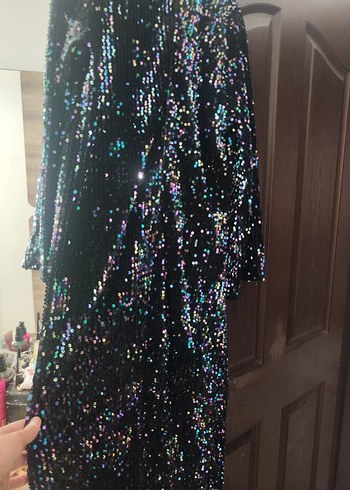 Parlak Çok Renkli Uzun Abiye Elbise - Görsel 3