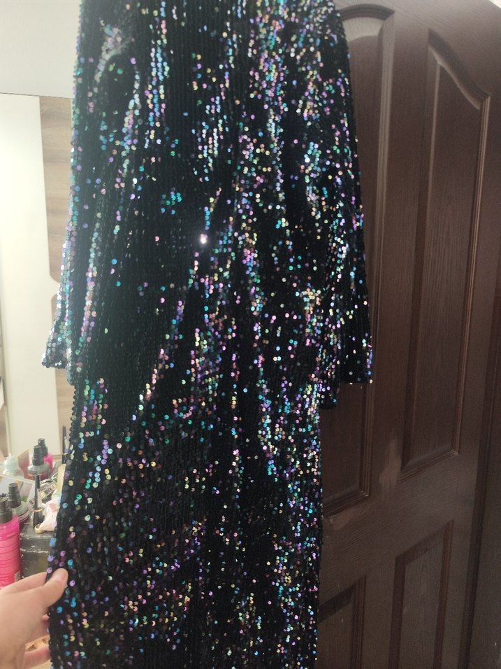 Parlak Çok Renkli Uzun Abiye Elbise - Görsel 3