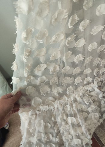 Uzun Beyaz Puantiyeli Bohem Elbise - Görsel 8