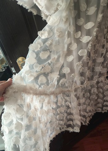 Uzun Beyaz Puantiyeli Bohem Elbise - Görsel 5