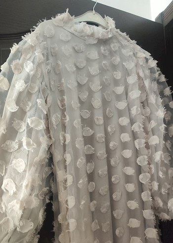 Uzun Beyaz Puantiyeli Bohem Elbise - Görsel 3