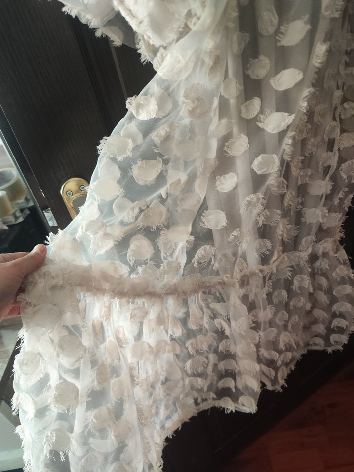 Uzun Beyaz Puantiyeli Bohem Elbise - Görsel 5