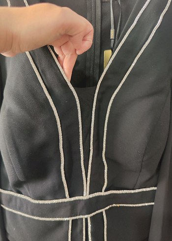 Uzun Siyah Pilili Kadın Abiye Elbise - Görsel 5