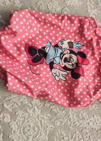 Puantiyeli Minnie Mouse Desenli Pembe Mayo