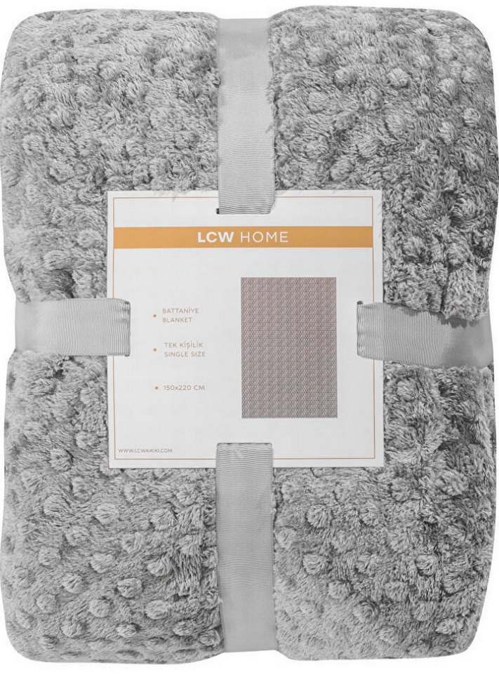 LCW HOME Welsoft Tomurcuk Desenli Tek Kişilik Gri Battaniye - Görsel 2