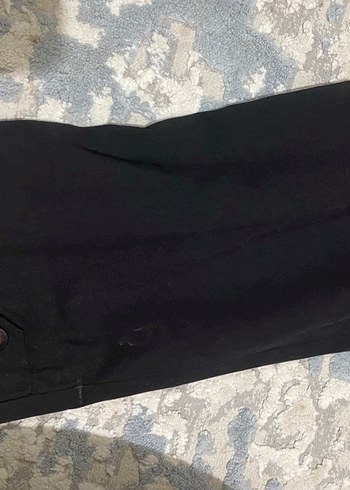 Düğmeli Siyah Kadın Midi Kumaş Pantolon - Görsel 5