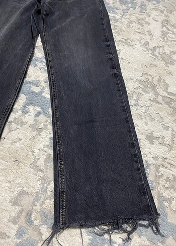 Gri Bağlama Desenli Midi Denim Pantolon - Görsel 2