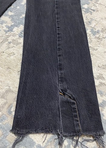 Gri Bağlama Desenli Midi Denim Pantolon - Görsel 6