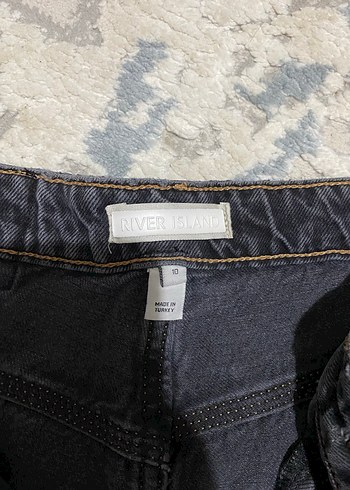 Gri Bağlama Desenli Midi Denim Pantolon - Görsel 4