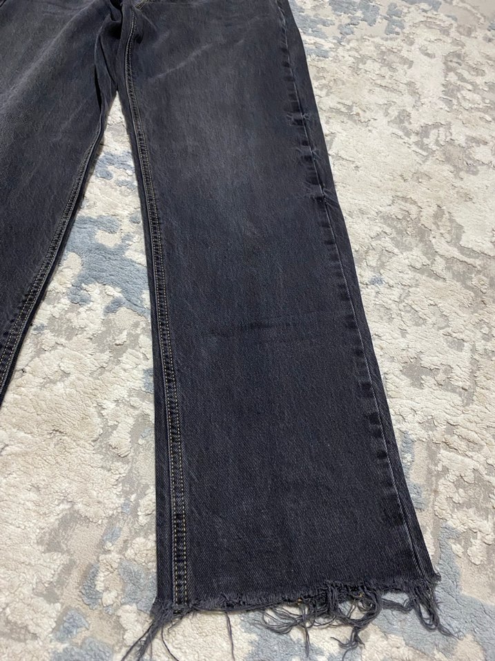 Gri Bağlama Desenli Midi Denim Pantolon - Görsel 2