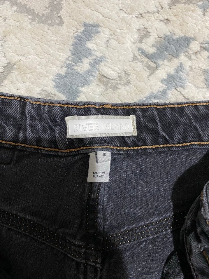 Gri Bağlama Desenli Midi Denim Pantolon - Görsel 4