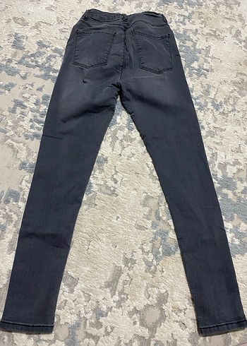 Gri Bağcıklı Kadın Denim Pantolon - Görsel 4