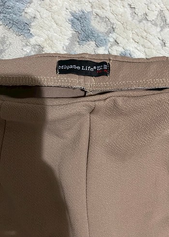 Bej Rahat Kesim Kadın Kumaş Pantolon - Görsel 4