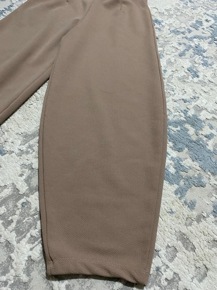 Bej Rahat Kesim Kadın Kumaş Pantolon - Görsel 2