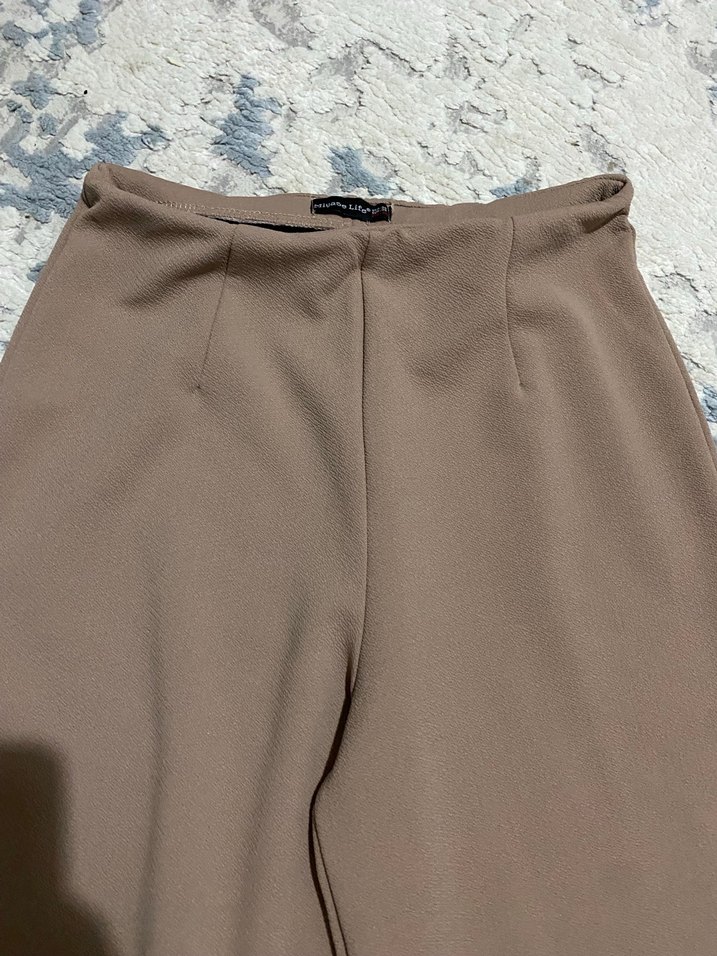 Bej Rahat Kesim Kadın Kumaş Pantolon - Görsel 3