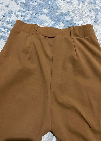 Kahverengi Parlak Kadın Midi Kumaş Pantolon - Görsel 5